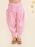 Pspeaches Girls Pink Floral Striped Pure Cotton Kurti With Patiala (KS-PINK ANGRAKHA)