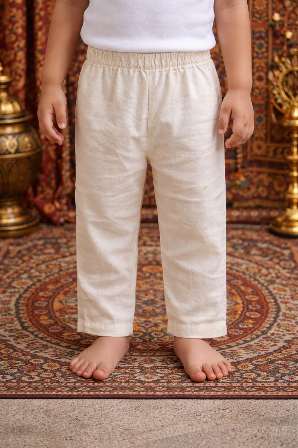 Pspeaches Baby Boys Beige Ethnic Animal Print Cotton Straight Fit Kurta With Pyjama Set ( Sku-Inb-Camel )