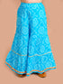 Pspeaches Girls Blue Bandhani Printed Panelled Gotta Patti Pure Cotton Kurti With Sharara With Dupatta (SHA-BLUE BANDHNI)