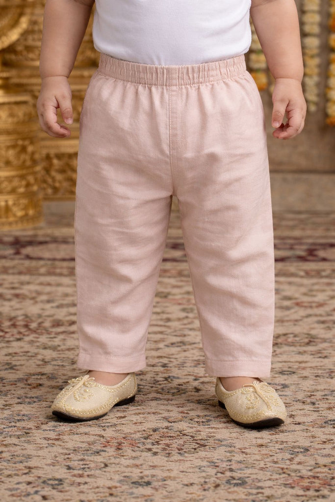 Pspeaches Baby Boys Beige Booti Print Cotton Straight Fit Kurta With Pyjama Set ( Sku-Inb-Pinkbooti )