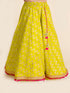Girls Green & Pink Printed Ready to Wear Lehenga & Blouse With Dupatta (L-green foil)