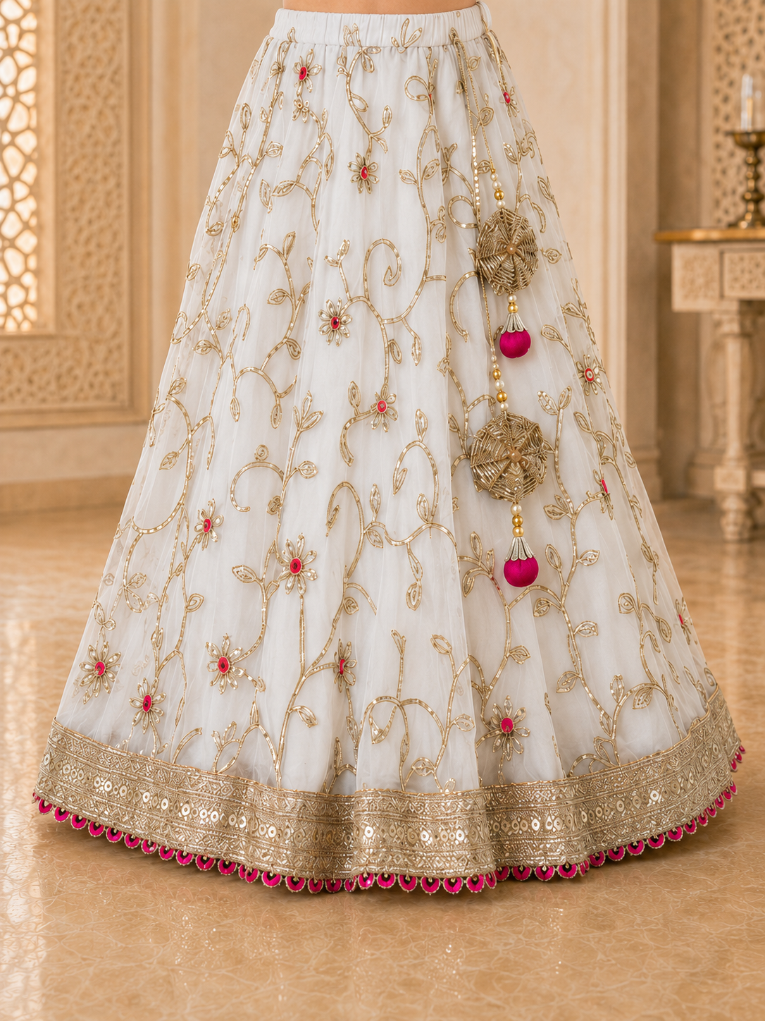 Girls Embroidered Fitted Lehenga Choli With Dupatta (L-MAGTAFFETA)
