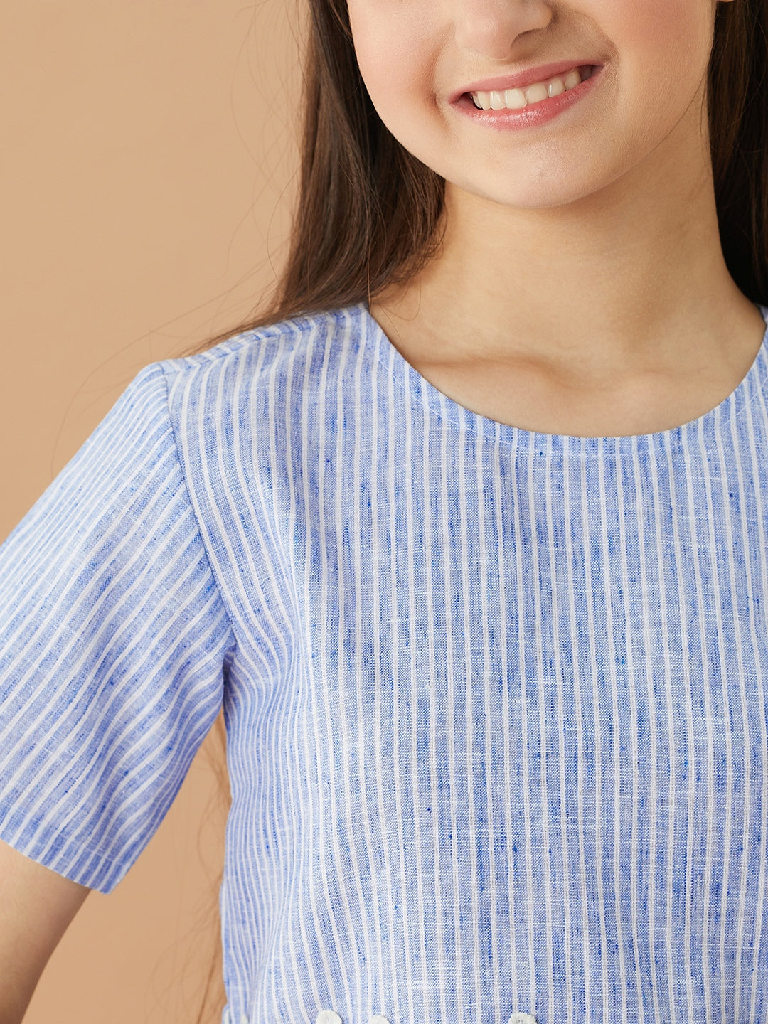 Girls Striped Top With Capris (s-blue)