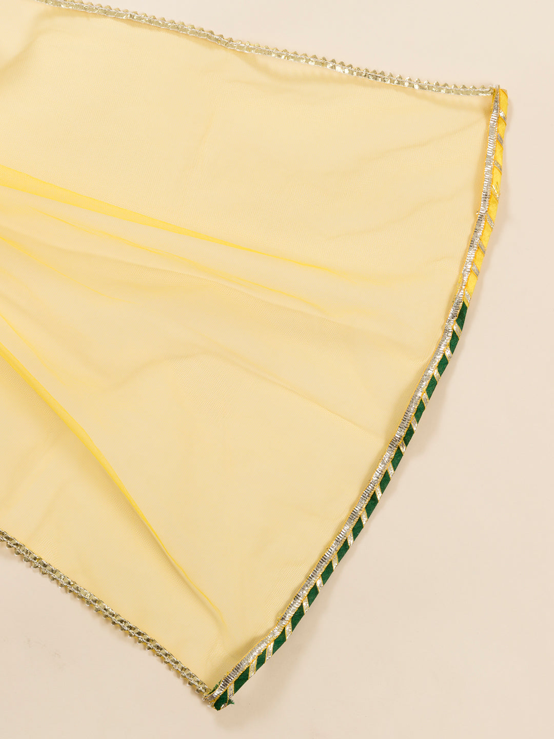 Pspeaches Girls Yellow Leheriya Pure Cotton Kurta With Palazzos With Dupatta (KS-YELLOW LEHERIYA)