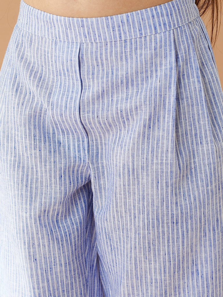 Girls Striped Top With Capris (s-blue)