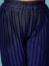 Girls Self Design Sleeveless Top with Palazzos (s-navypleat)