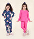 Pspeaches Girls Navy Blue Pink Pack Of 2 Night Suit (NW-OWL COMBO)