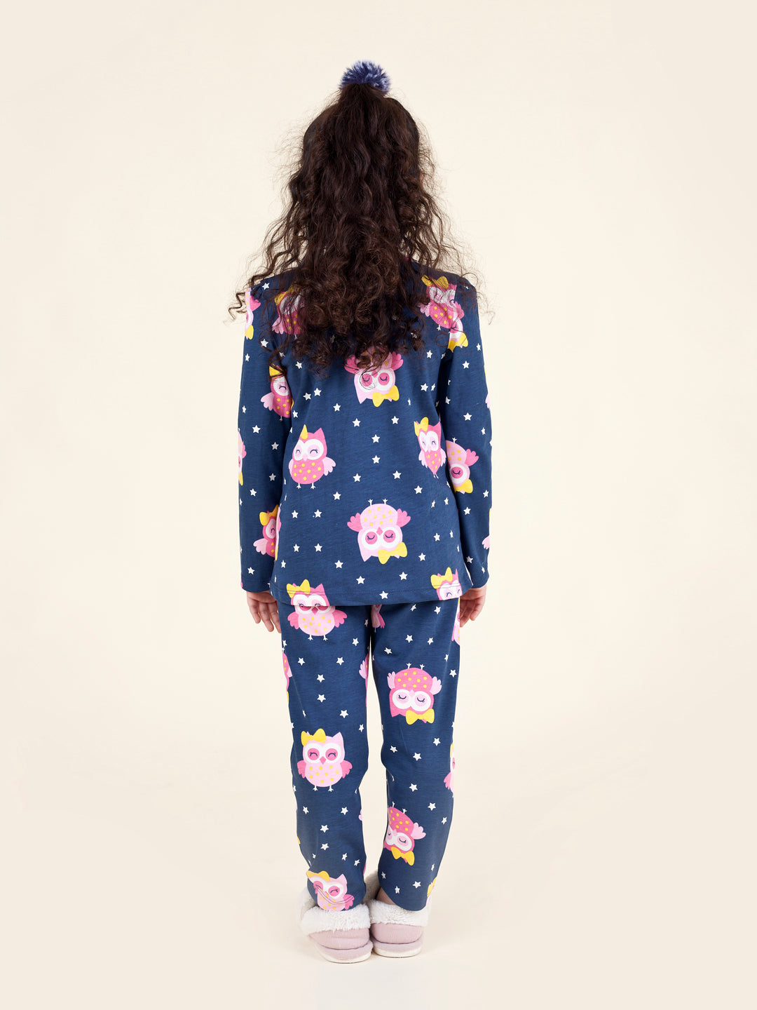 Pspeaches Girls Navy Blue Pink Pack Of 2 Night Suit (NW-OWL COMBO)