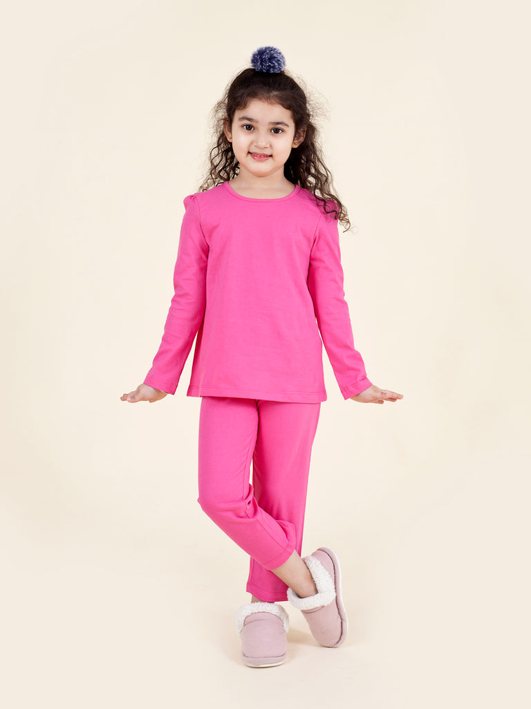 Pspeaches Girls Navy Blue Pink Pack Of 2 Night Suit (NW-OWL COMBO)