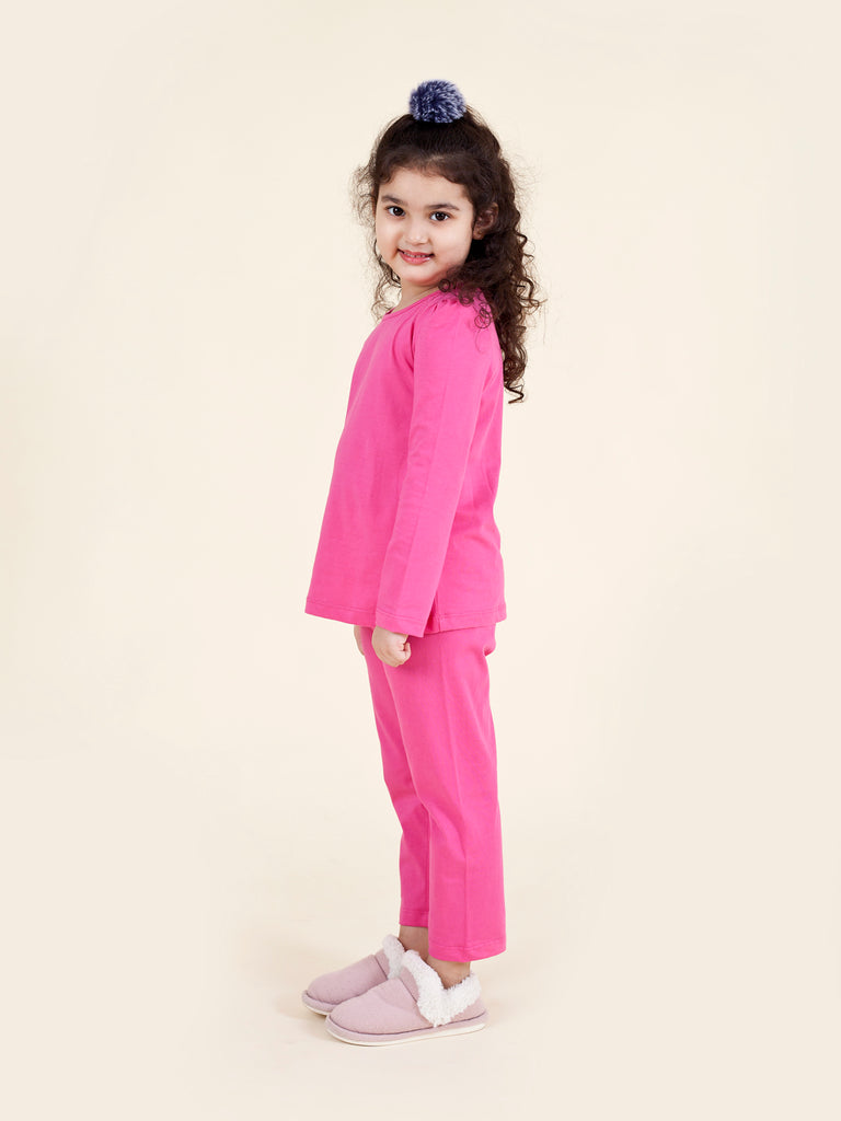 Pspeaches Girls Navy Blue Pink Pack Of 2 Night Suit (NW-OWL COMBO)