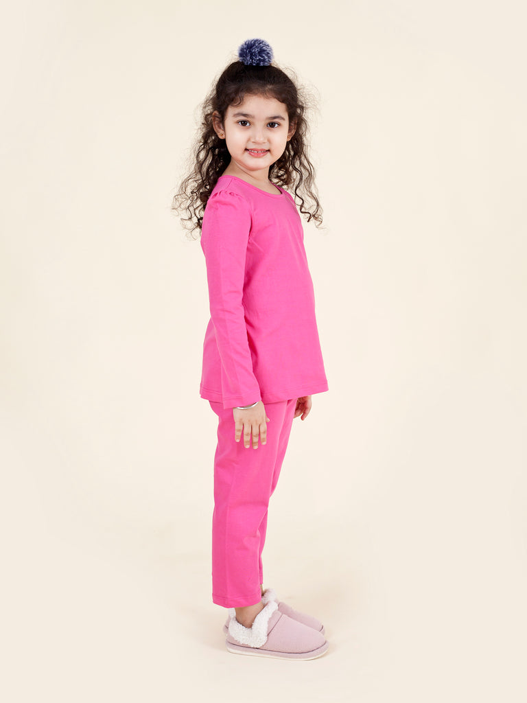 Pspeaches Girls Navy Blue Pink Pack Of 2 Night Suit (NW-OWL COMBO)