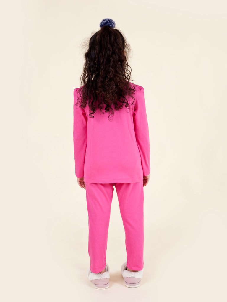 Pspeaches Girls Navy Blue Pink Pack Of 2 Night Suit (NW-OWL COMBO)