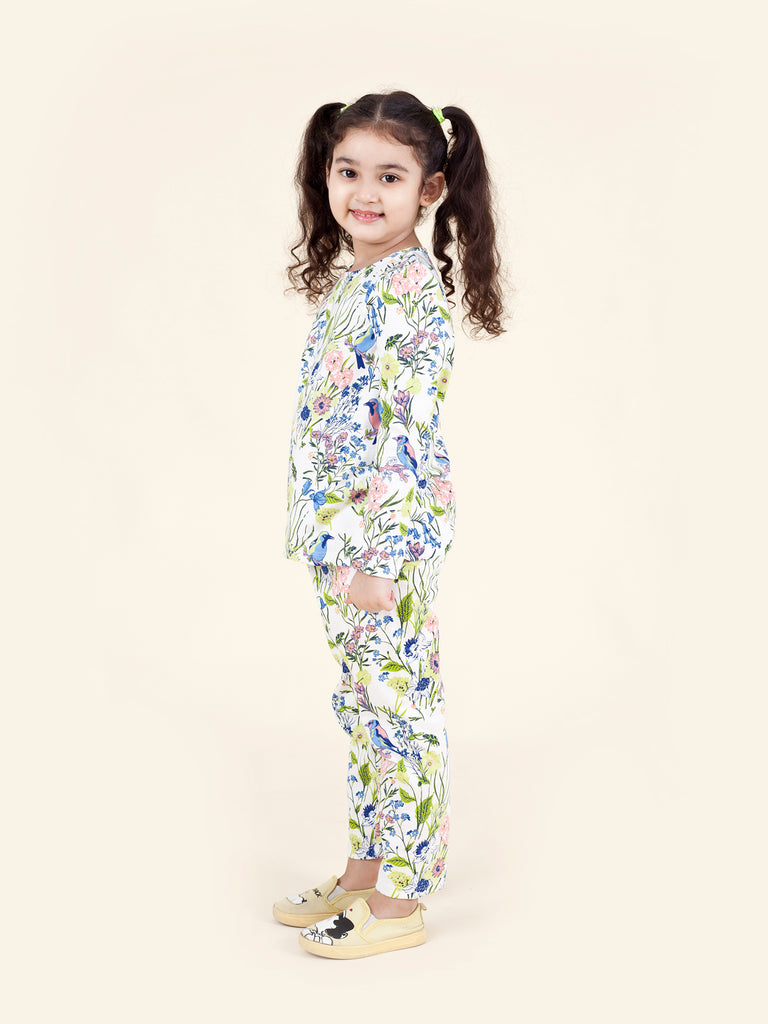Pspeaches Girls Multicoloured Blue Pack Of 2 Printed Night Suit (NW-BIRD MULTI COMBO)