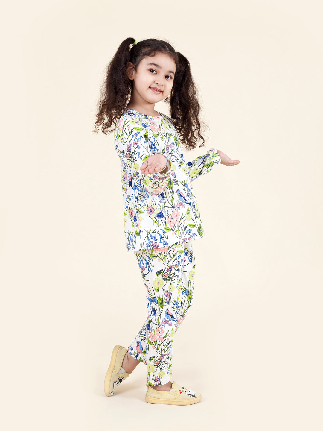 Pspeaches Girls Multicoloured Blue Pack Of 2 Printed Night Suit (NW-BIRD MULTI COMBO)