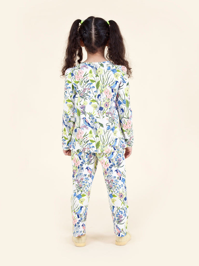 Pspeaches Girls Multicoloured Blue Pack Of 2 Printed Night Suit (NW-BIRD MULTI COMBO)