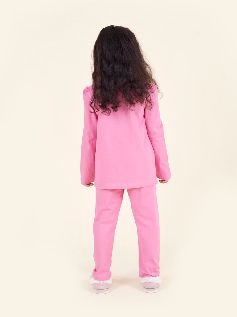 Pspeaches Set-2 Girls Pink Grey Printed Night Suit (NW-PINK JUNGLE COMBO)