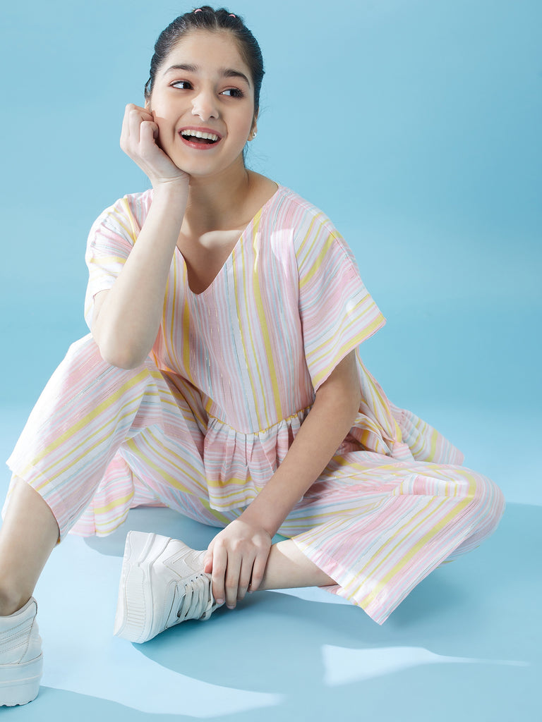 Girls Striped Top with Trousers (s-multilurex)