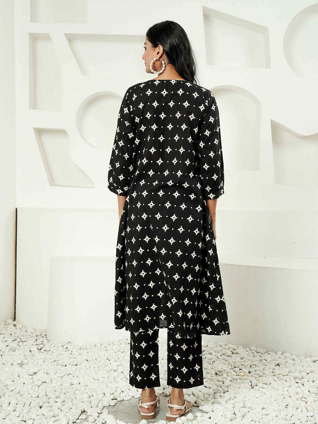 Black white cotton co-ord set