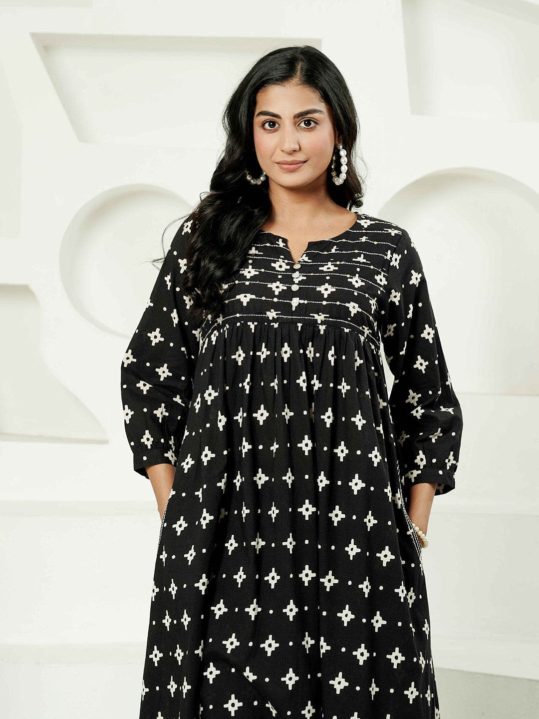 Black white cotton co-ord set