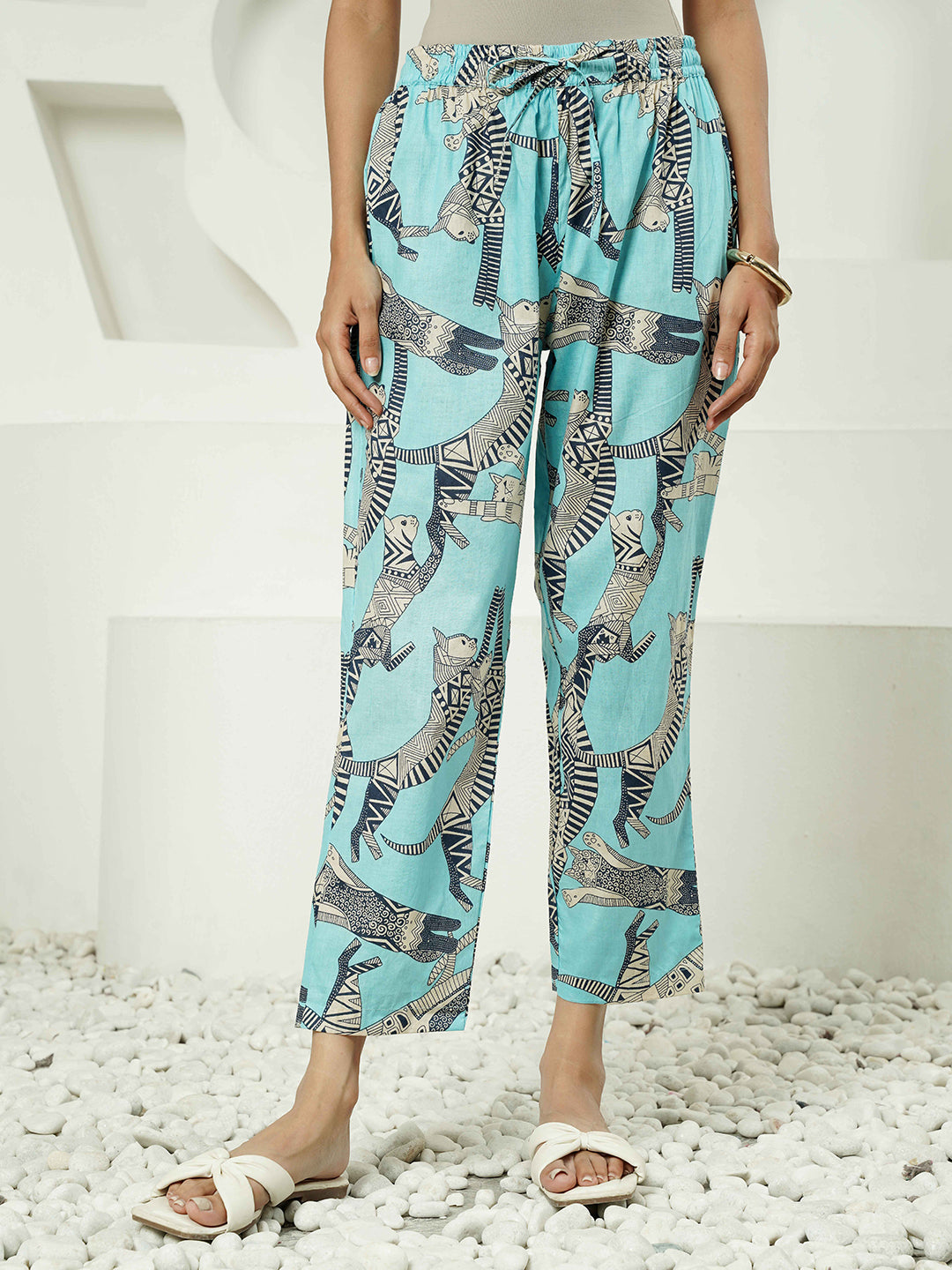 Blue Jungle Print Cotton Kurta Set