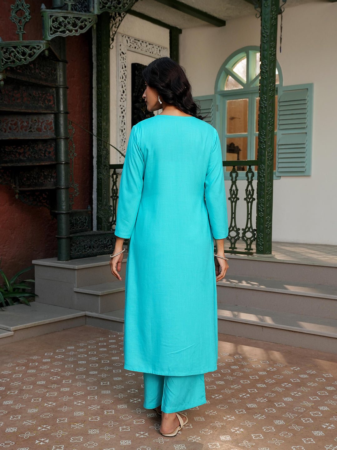 Turq embroidered co-ord set