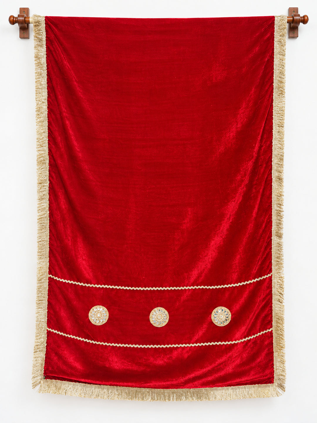 Pspeaches Women's Ethnic Red Solid Velvet Stole for Women
