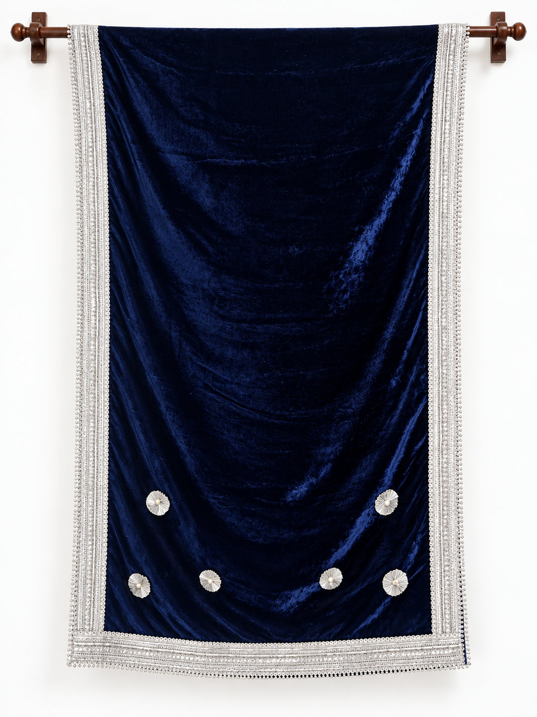 Pspeaches Women's Ethnic Navy Blue Solid Velvet Stole for Women