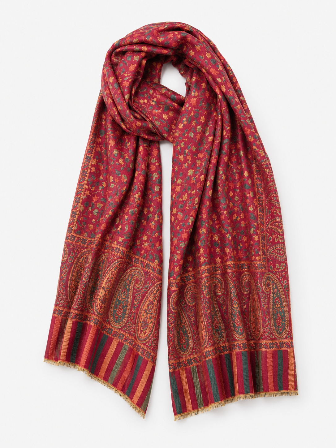 Pspeaches Women's Red Acrylic Kani Woolen Shawl