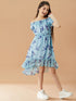 Girls Off-Shoulder Chiffon Dress (d-bird)