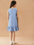 Girl's Blue Cotton Knee Length Sleeveless Round Neck Dress (d-chambray)