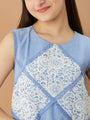 Girl's Blue Cotton Knee Length Sleeveless Round Neck Dress (d-chambray)