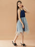 Girls Net Layered Fit & Flare Dress (d-denimnet)