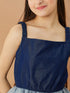 Girls Net Layered Fit & Flare Dress (d-denimnet)