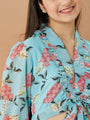 Girls Floral Fit & Flare V-neck Georgette fabric cuffed sleeves Casual Dress (d-greengeo)