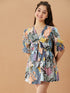Girls Tropical Fit & Flare Cotton Dress (d-leafmulti)