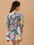 Girls Tropical Fit & Flare Cotton Dress (d-leafmulti)