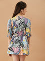 Girls Tropical Fit & Flare Cotton Dress (d-leafmulti)