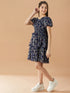 Girls Ethnic Motifs Printed Layered Fit & Flare Dress (d-lurexna)