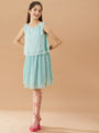 Georgette A-Line Dress (d-pleatedgreen)