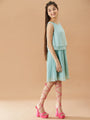 Georgette A-Line Dress (d-pleatedgreen)