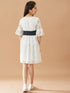 Girls Self design fit & flare dress V-Neck Three-quarter Sleeves Casual wear Dress (d-whitelace)