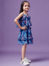 Girls Floral Printed Ruffled Chiffon Fit Flare Dress (d-bluefloral)