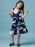 Tiered Floral Printed Fit & Flare Dress (d-bluelayer)