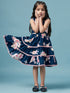 Tiered Floral Printed Fit & Flare Dress (d-bluelayer)