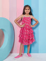 Girl's Floral Printed Casual Wear Layered Net Drop-Waist Dress Effortlessly Stylish and Chic (d-magbutterfly)