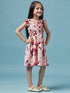 Girls Floral Printed Dress (d-peachrose)
