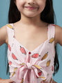 Conversational Printed Empire V-neck Sleeveless Casual Wear Dress (D-PINKICECREAM)