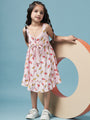 Conversational Printed Empire V-neck Sleeveless Casual Wear Dress (D-PINKICECREAM)
