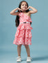 Girls One Shoulder Polka Dot Printed Georgette Dress (d-polkalayer)