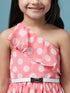 Girls One Shoulder Polka Dot Printed Georgette Dress (d-polkalayer)